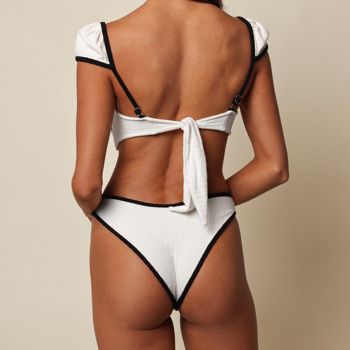 Einfarbiger High Waist Bikini Simple Split Badeanzug Damen Sexy Bikini