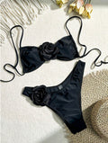 Dreidimensionaler floraler sexy Bikini-Badeanzug für Damen, Urlaub, Strand, Bikini-Badeanzug