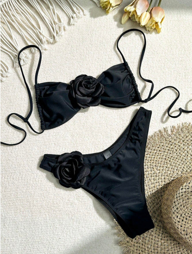 Dreidimensionaler floraler sexy Bikini-Badeanzug für Damen, Urlaub, Strand, Bikini-Badeanzug