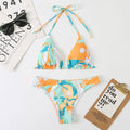 Maillot de bain deux pièces sexy avec imprimé numérique et laçage pour femme