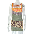 Robe décontractée sans manches à col bustier, coupe ajustée, imprimée, avec empiècements amincissants au niveau des hanches pour femme.