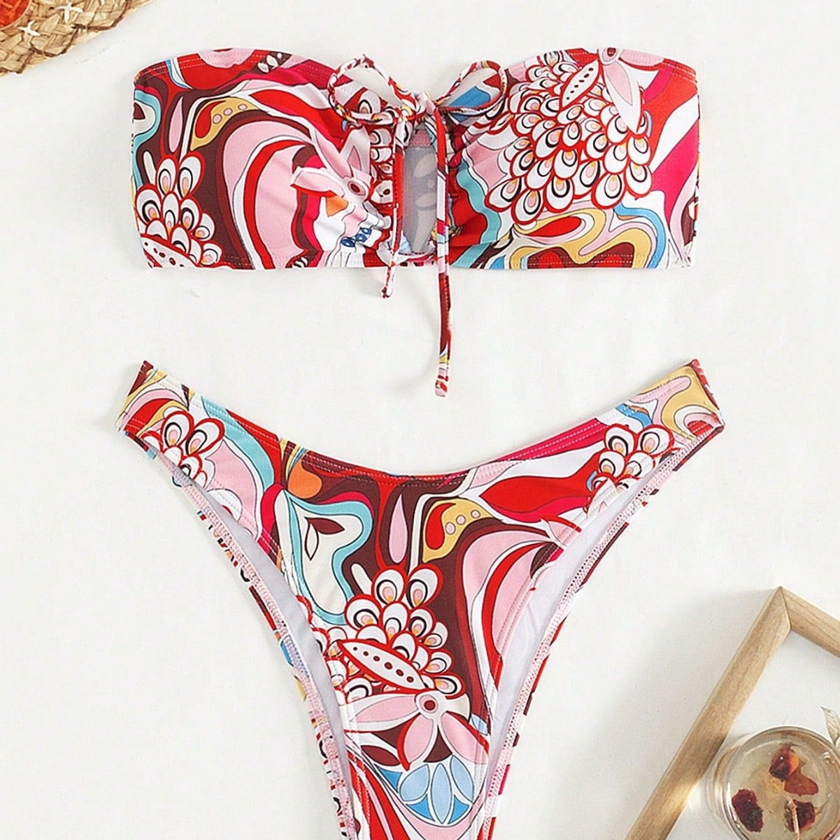 Maillot de bain bandeau d'été Maillot de bain femme sexy sans bretelles imprimé maillot de bain de plage d'été