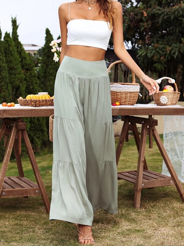 Spot Goods Sommer Lässige Weite Beinhose Aus Baumwollleinen Beliebte High Waist Loose Hose Damen Hose