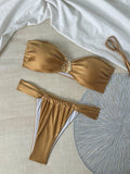 Haut bustier sexy, maillot de bain fendu pour femme, bikini de plage pour les vacances, maillot de bain de printemps