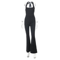 Combinaison pantalon dos nu et dos nu, moulante et évasée, pour femme
