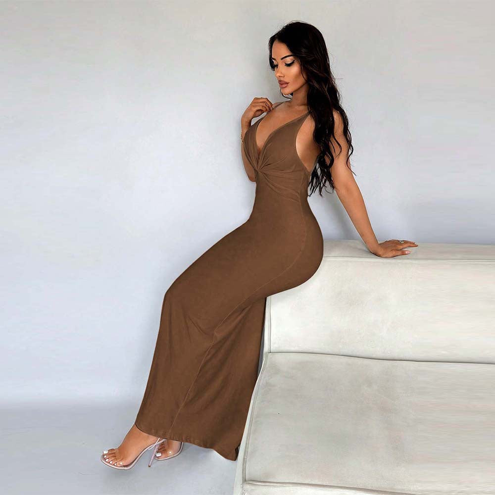Robe Sexy sans Manches à Col en V, Taille Haute, Robe Fourreau à Enfiler pour Femme