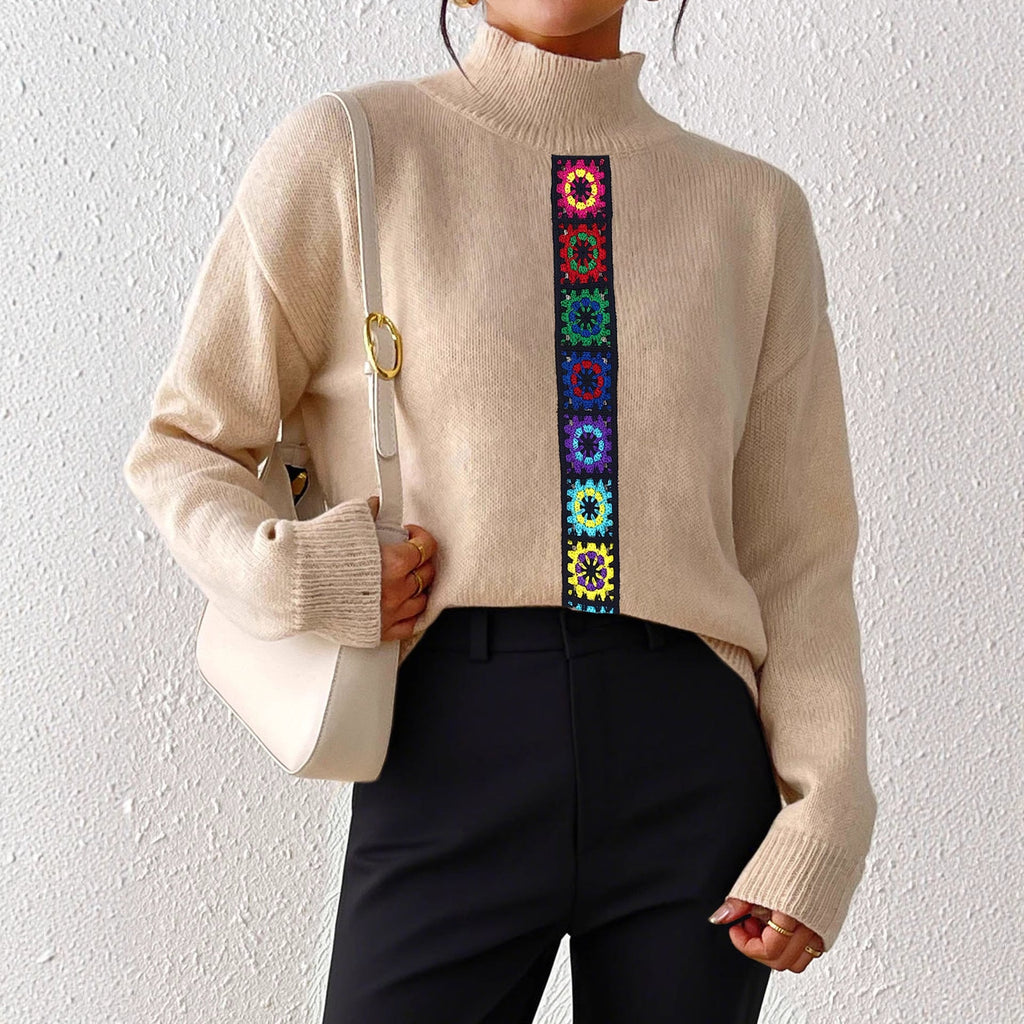 Vêtements Femme Personnalité Couleur Aléatoire Imitation Tricot Main Entrelacé Pull Tricoté