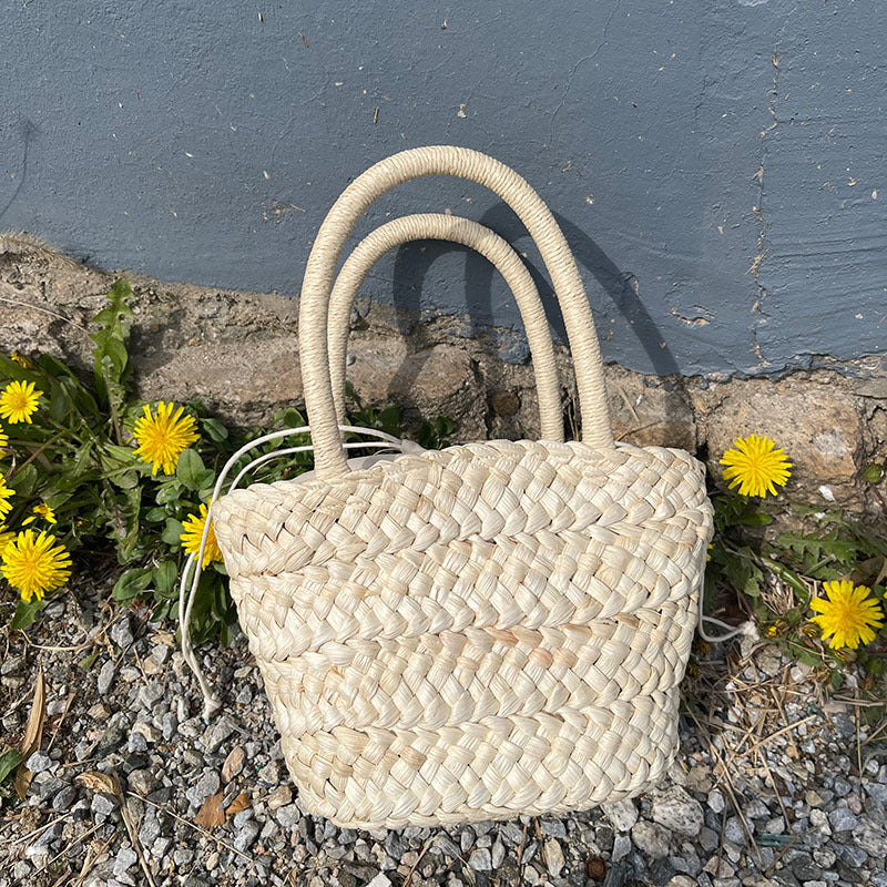 Sac en paille frais portable mignon sac tressé petite pochette coréenne petit panier sac femme