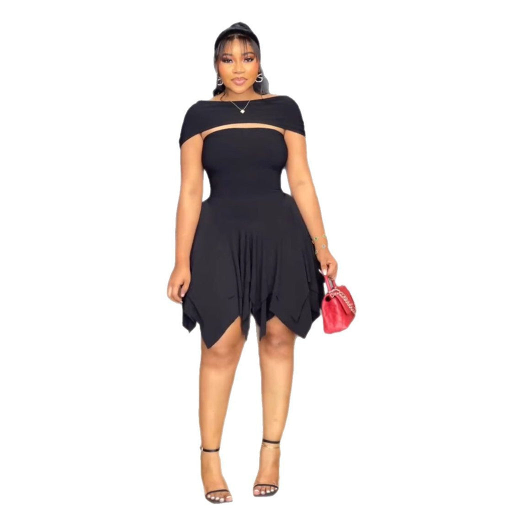 Robe Élastique Femme Élégante, Tube Top à Double Couche et Taille Irrégulière Asymétrique