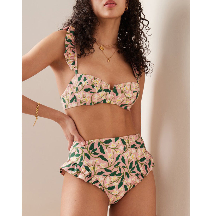 Ensemble trois pièces bikini sexy maillot de bain split femme robe en mousseline tenue de bain