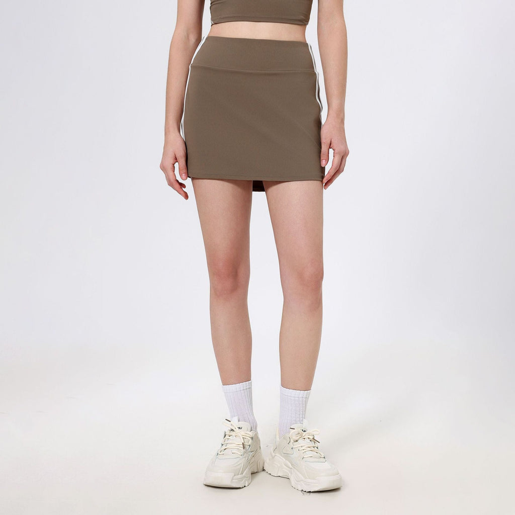 Jupe courte de sport de course taille haute de couleur contrastée pour femmes, fausse jupe de tennis de badminton anti-exposition en deux pièces, pantalon de fitness, jupe de yoga