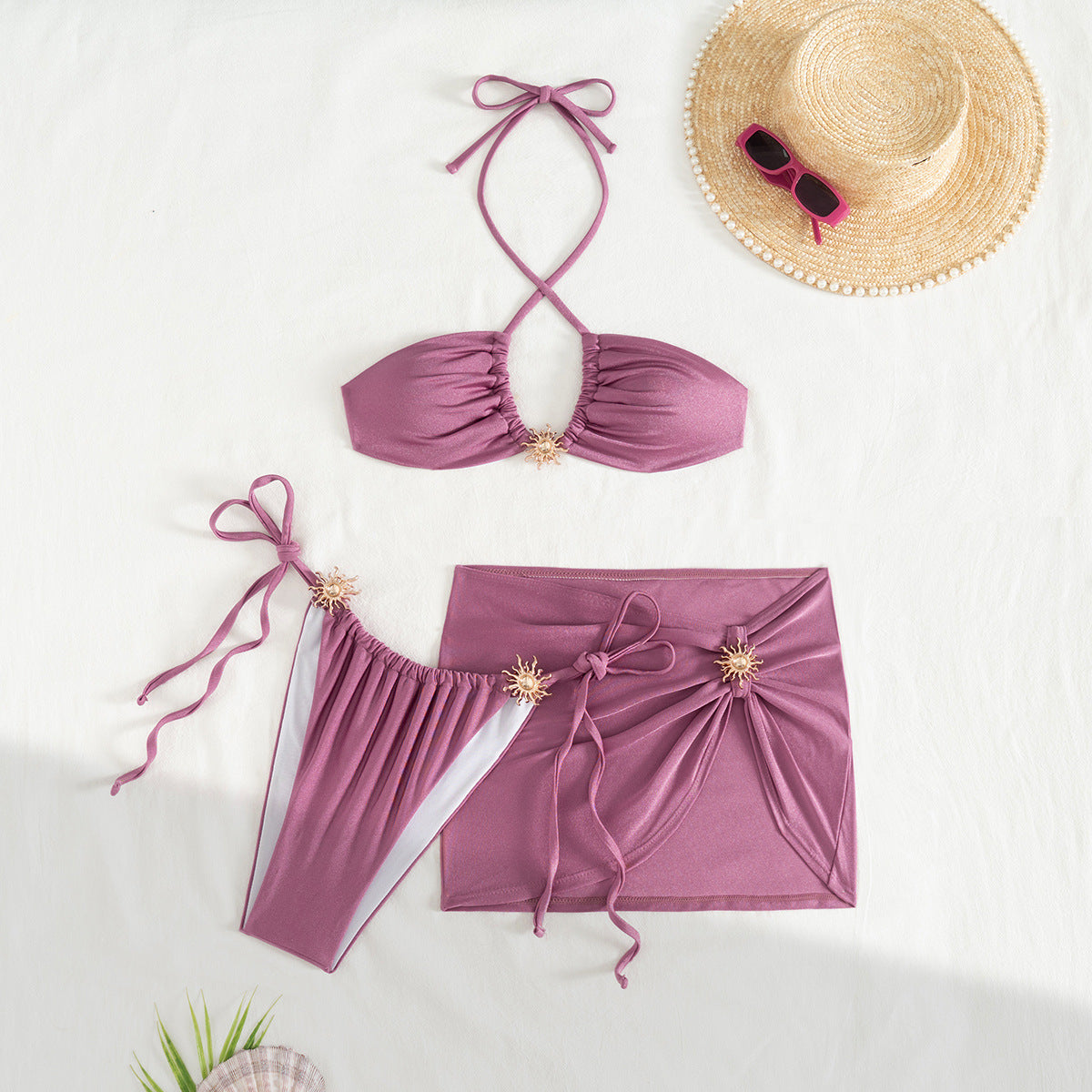 Sexy dreiteiliger geteilter Badeanzug Damen Bikini