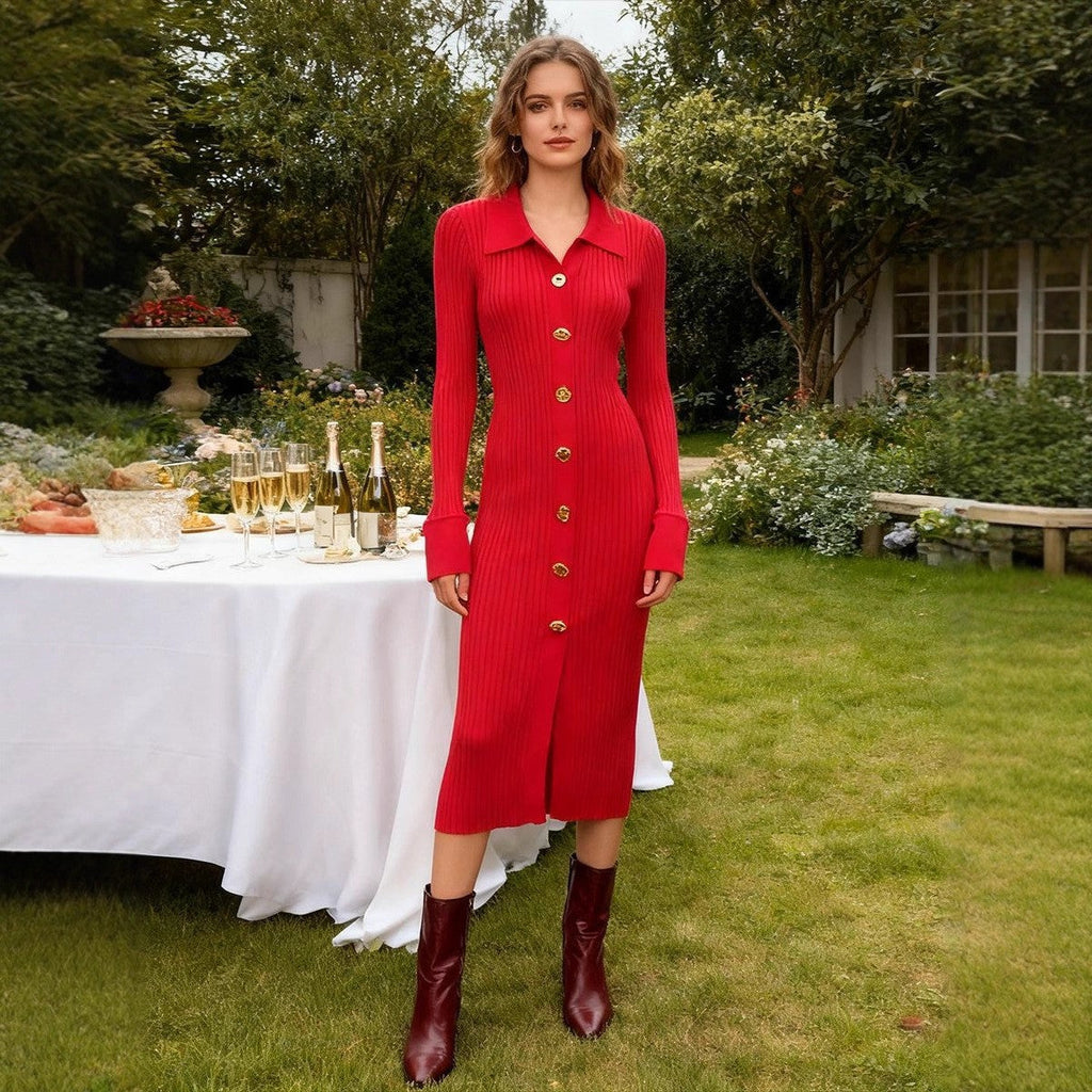 Robe longue tricotée pour femme, vêtement de base, élégante, ajustée, amincissante, pour l'automne