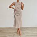 Vêtements Femme Robe d'été sexy en satin Robe midi plissée en satin