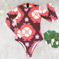 Maillot de bain une pièce imprimé à manches longues et fermeture éclair pour le surf