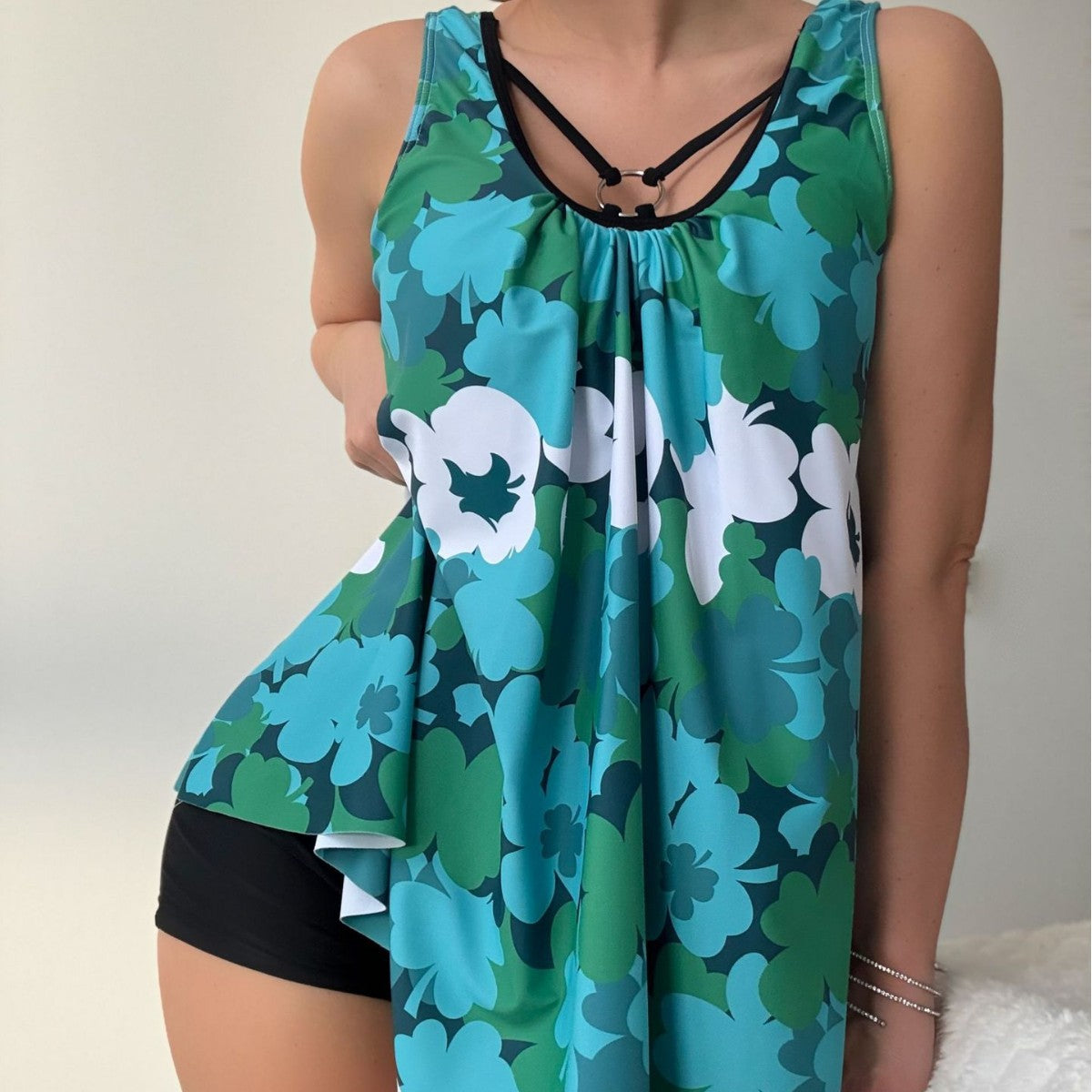 Maillot de bain deux pièces à imprimé floral pour femme
