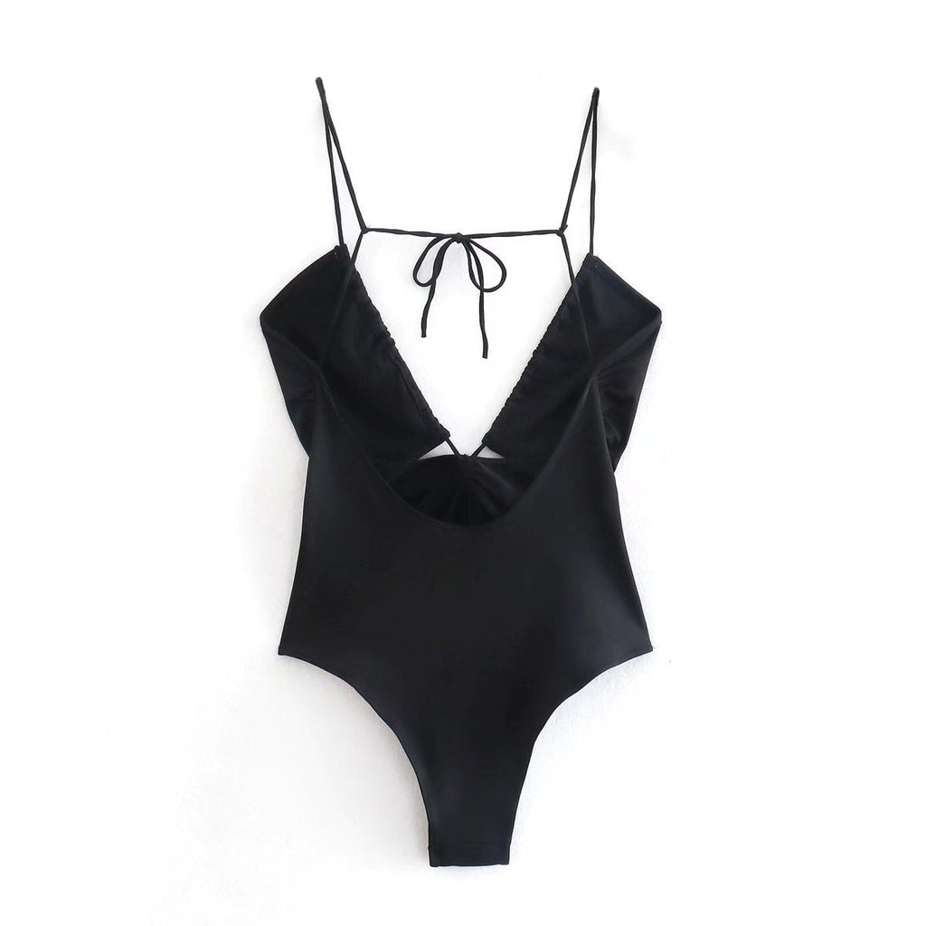 Sommer-Sling Einfarbig All-Matching Offenes Design Rückenfreier Bodysuit