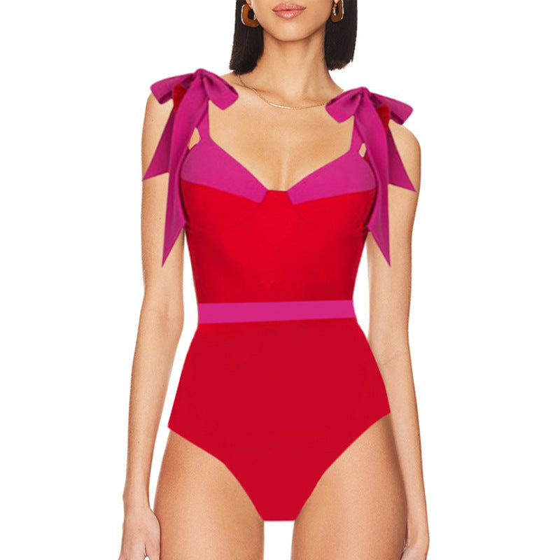 Maillot de bain une pièce uni pour femme, maillot de bain amincissant ventre plat, style européen, français, printemps