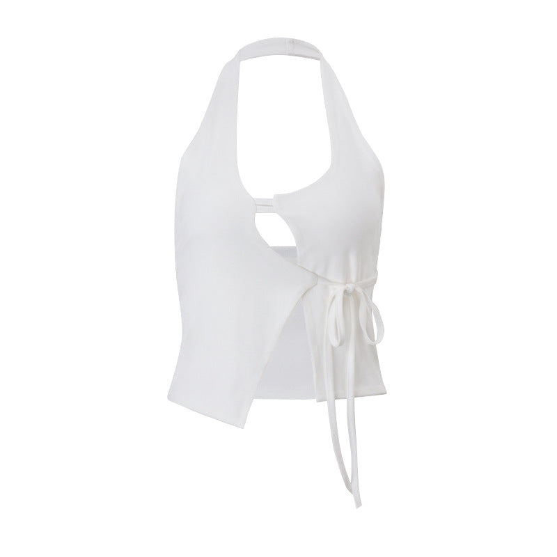 Damenbekleidung Sommer Sexy Neckholder-Top mit Schnürung, rückenfrei, Strickjacke, Weste für Damen