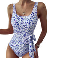 Maillot de bain une pièce femme Coupe conservatrice Maillot de bain pois rétro Amincissant Tendance