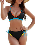 Maillot de bain bikini sans dos croisé sexy contrasté