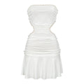 Robe sans dos sexy tendance en dentelle épissée avec bretelles et ourlet court