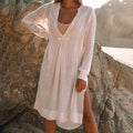 Tencel Bambus Pullover Sonnenschutz Strandjacke Urlaub am Meer Bikini Cover Up Badeanzug Bluse Damen