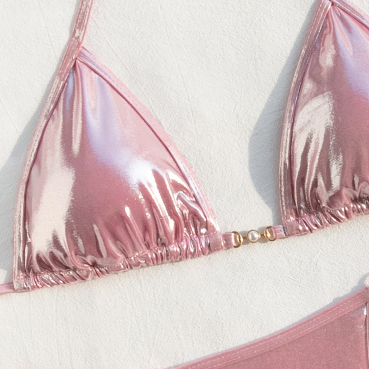 Maillot de Bain Femme Deux Pièces Sexy Dos Nu Ornement Laçage Bikini Triangle
