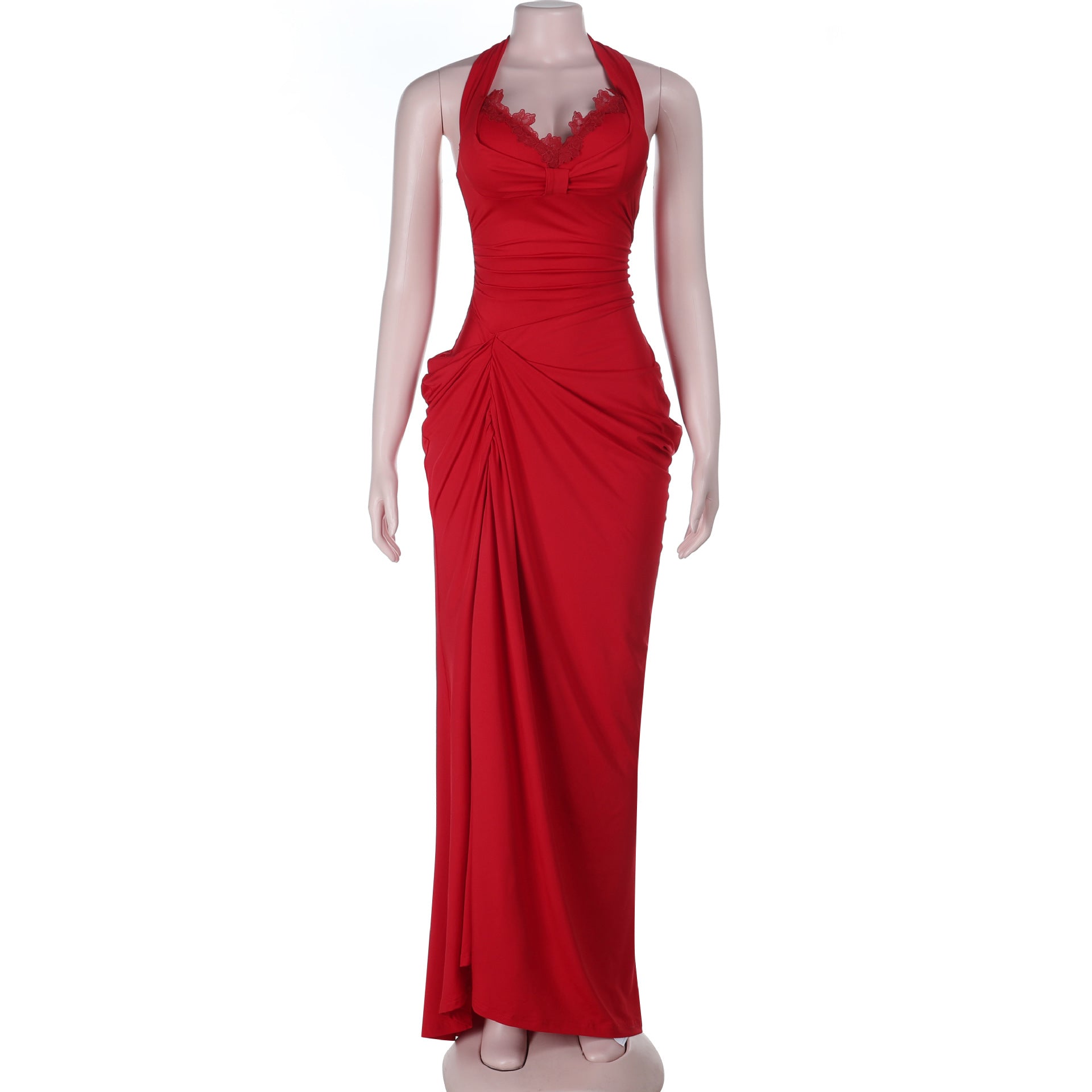 Sexy Hosenträger-Neckholder-Kleid mit seitlichem Schlitz und rückenfreiem Design für Damen