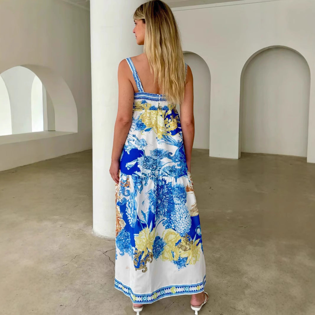 Sommerurlaub langes Slipkleid mit Positionsdruck