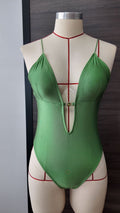 Maillot de bain une pièce sexy uni avec lacets en nylon et diamants pour femme