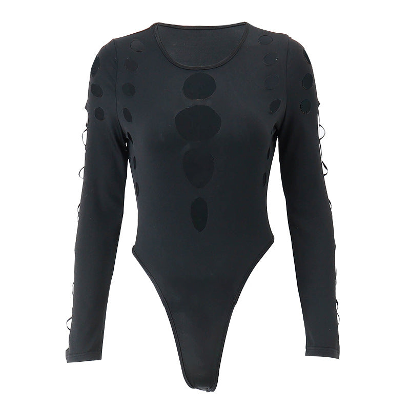 Combinaison moulante sexy ajourée pour femme, coupe flatteuse pour l'automne