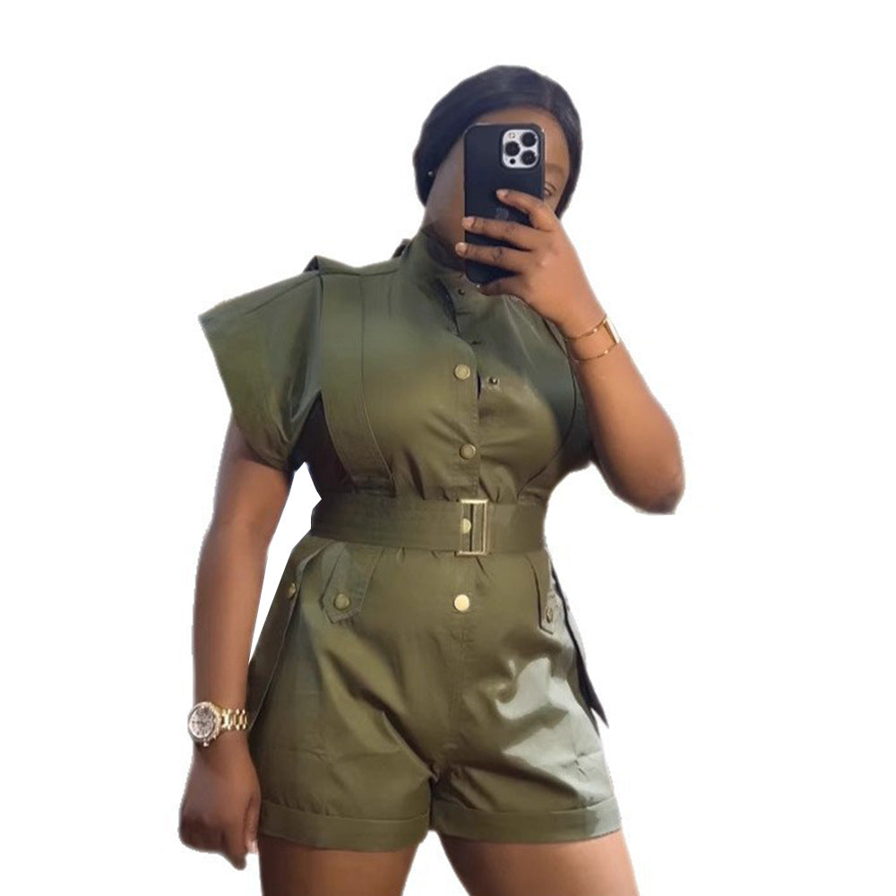 Damen Büro Lässig Locker Cargo Ärmelloser Jumpsuit