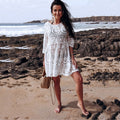 Paréo de plage en dentelle brodée, vêtement de protection solaire en bord de mer, chemisier de maillot de bain bikini sexy à dos nu