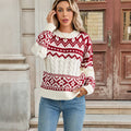 Automne Hiver Noël Ethnique Rétro Vêtements Femme Pull Thermique Col Rond Femme