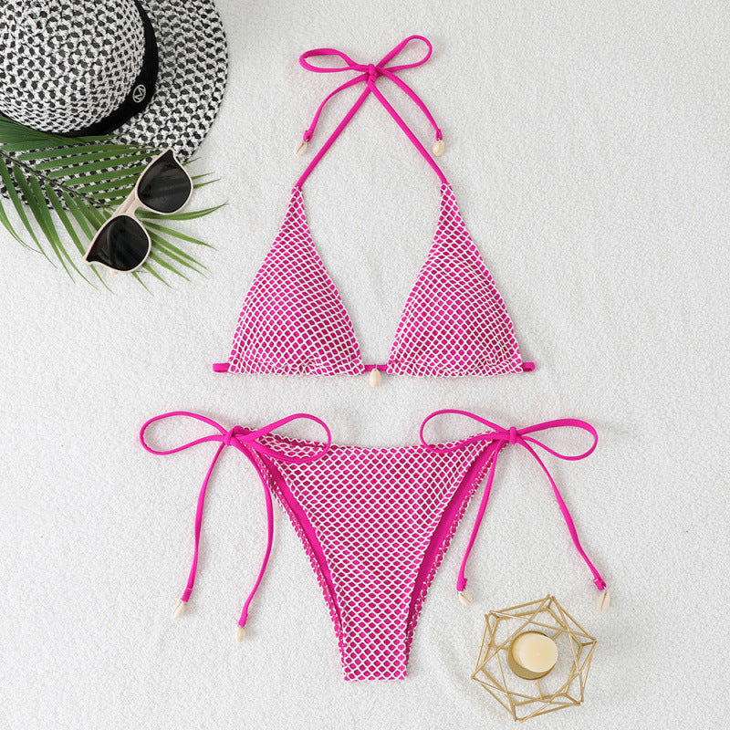 Badeanzug Damen Split Sexy Netz Strand Dreipunkt-Bikini-Badeanzug