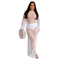 Damenkleidung Sexy einfarbig handgestricktes Quasten-Strandkleid