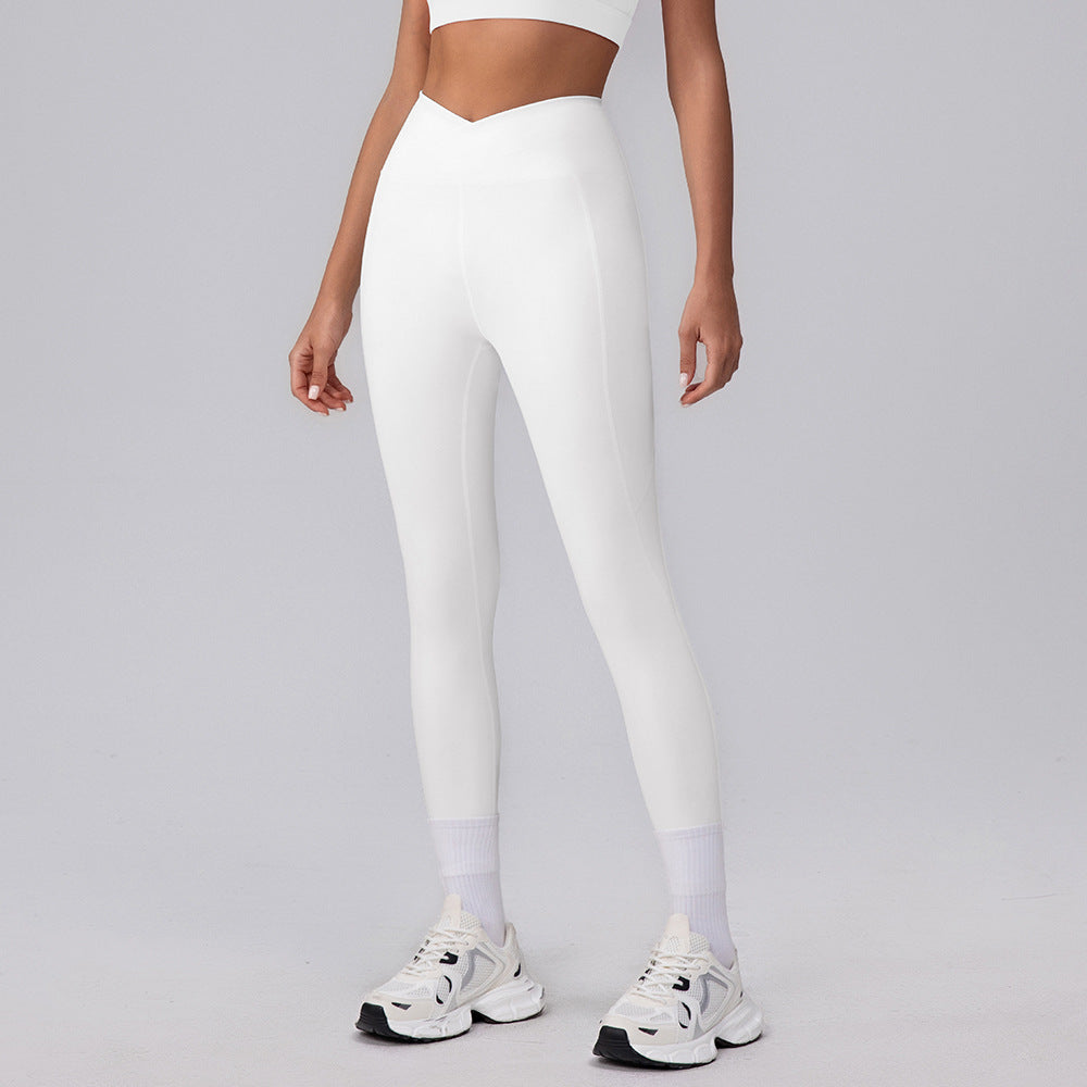 Nahtlose, schnell trocknende Yogahose für Damen, V-förmiger Bogen, Pfirsich-Sporthose, hohe Taille, Hüftstraffende Fitnesshose