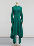 Robe simple de couleur unie, printemps, taille haute, amincissante, asymétrique, pour femme