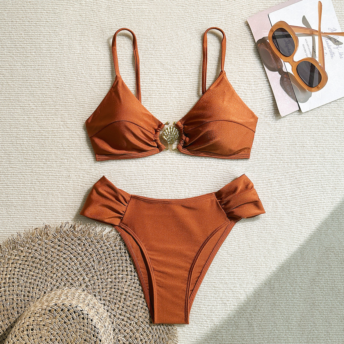 Badeanzug Bikini Sexy Bikini Einfarbiger Split-Badeanzug für Damen