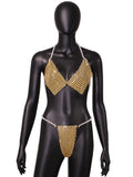 Ensemble Halter Trois Points Perles Sexy d'Été Vêtements Féminins Cross Mirror