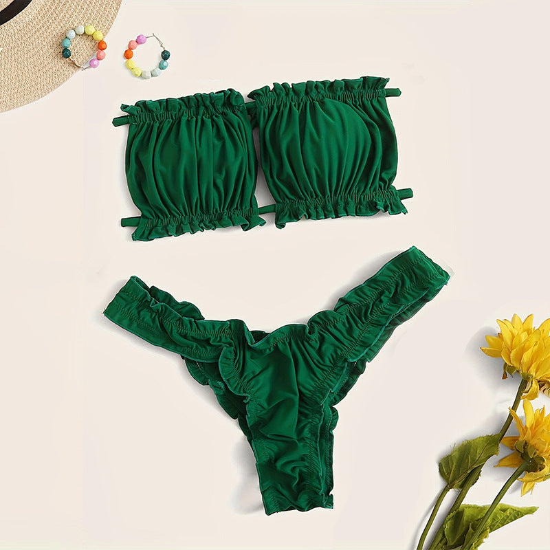Maillot de Bain Deux Pièces Femme à Lacets Bikini de Plage