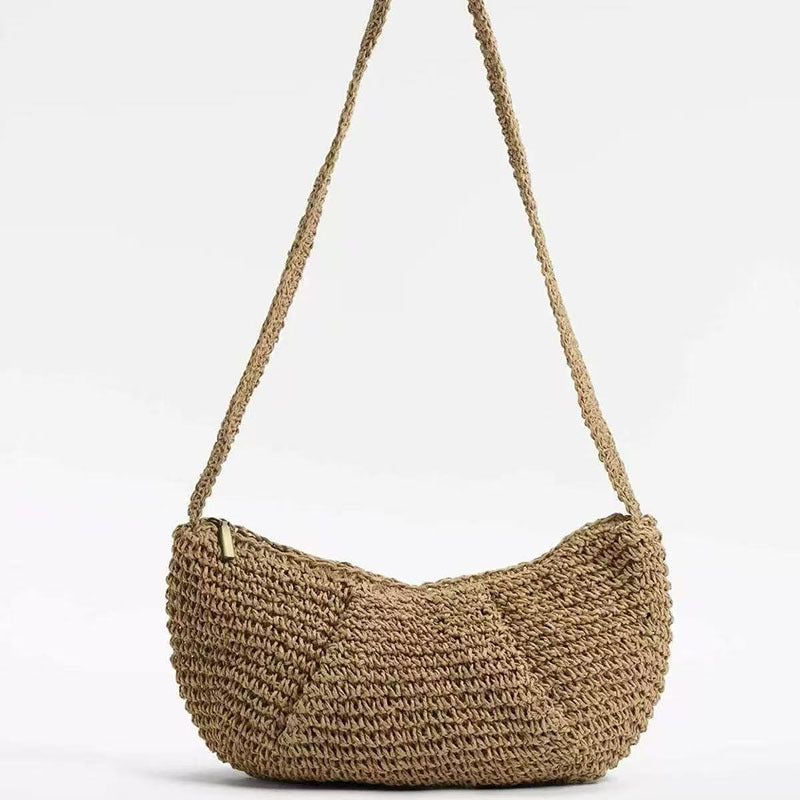 Sac à bandoulière décontracté en paille, sac à boulettes de niche, sac tissé, sac de plage de vacances, sac de poitrine assorti à tout