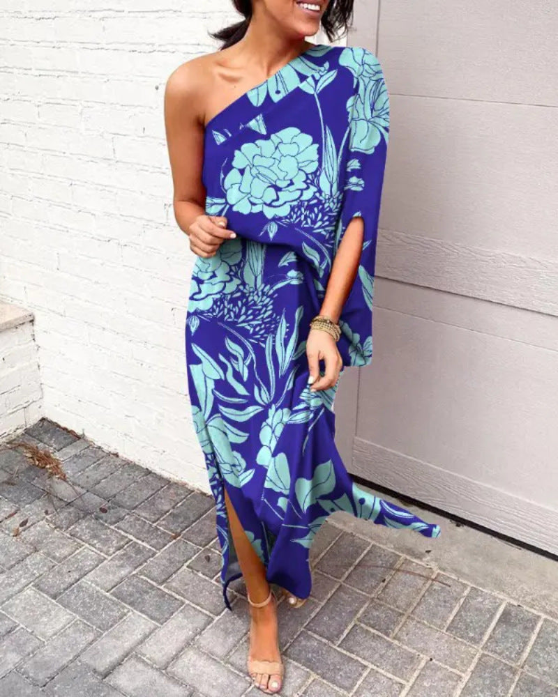 Robe sexy asymétrique à épaule dénudée et manche unique pour femme