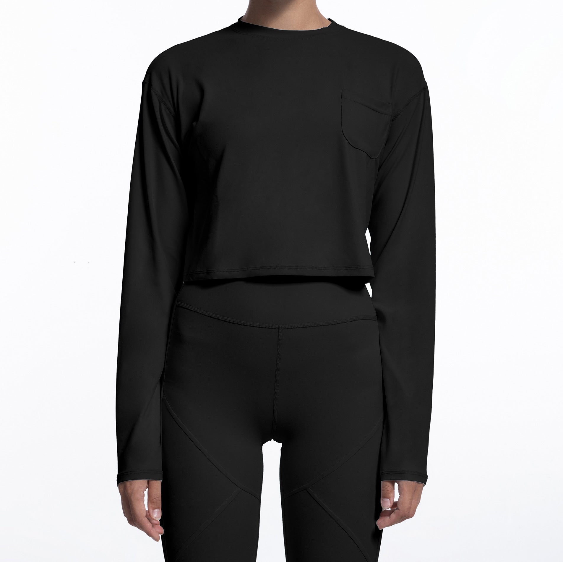 T-shirt de sport automne-hiver pour femme, vêtements de yoga, col rond, coupe ajustée, haut de sport à manches longues