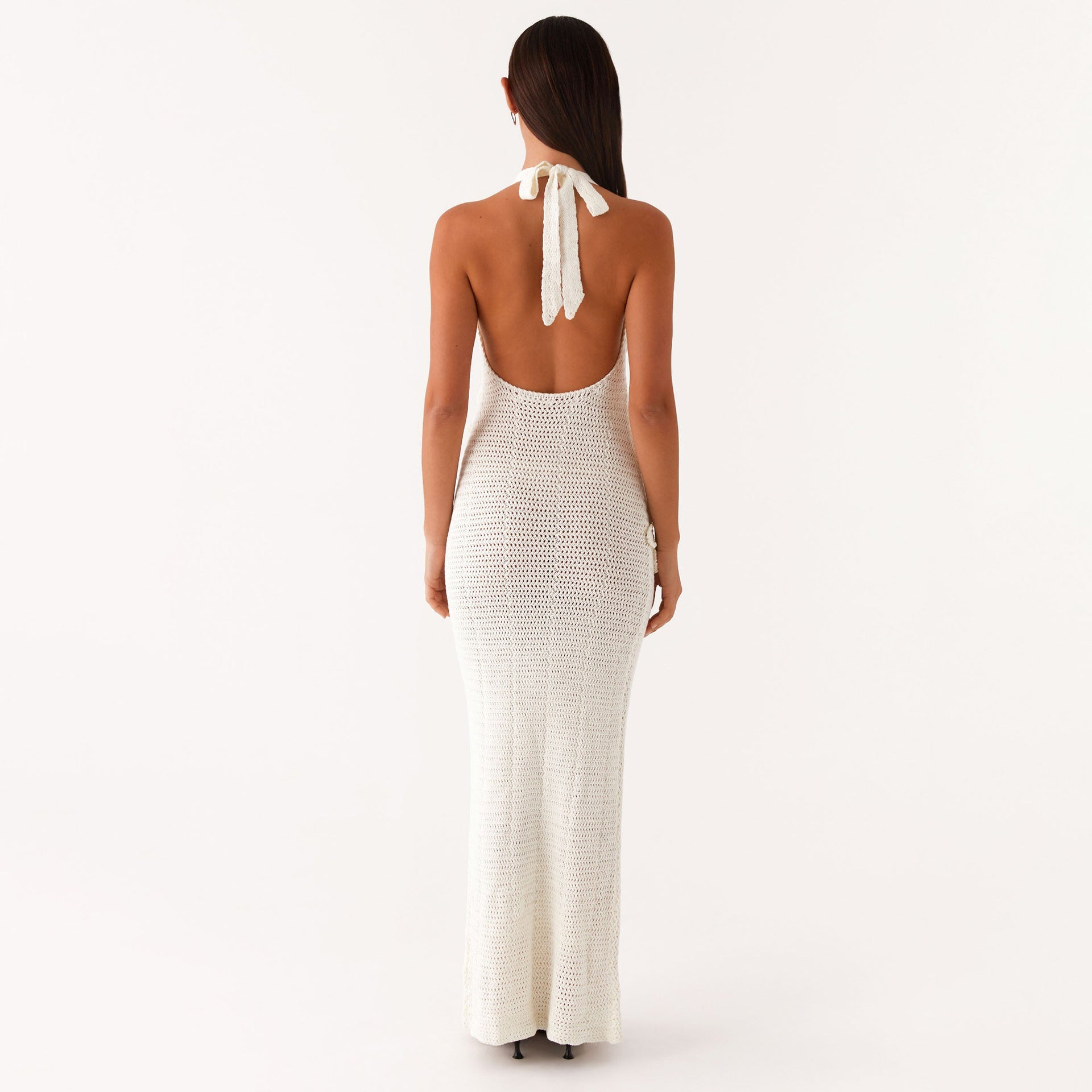 Robe de plage décontractée sexy sans manches à licou, dos nu, avec découpes et imprimé floral flottant