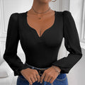 Combinaison Femme Col V en Maille Noire