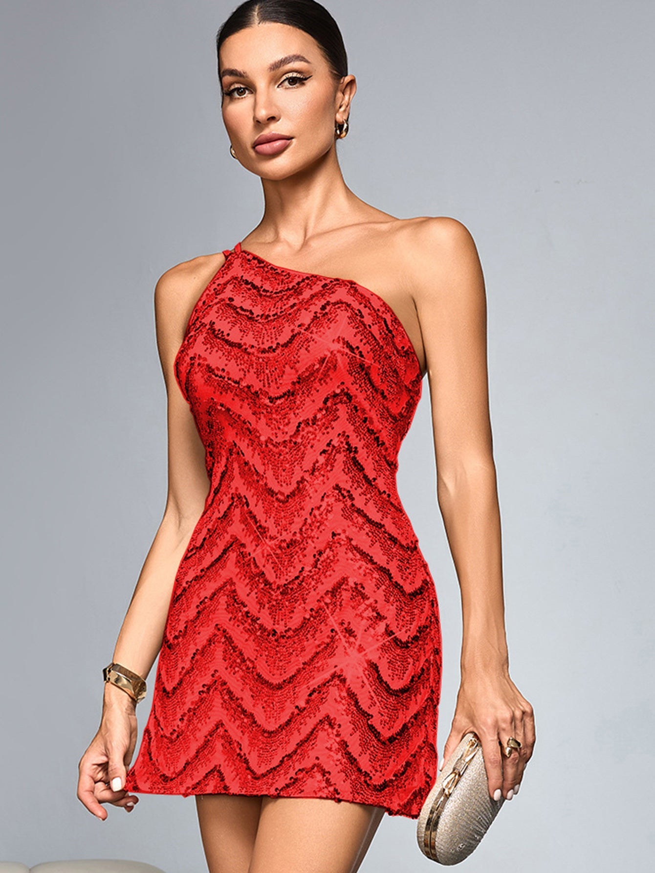 Sexy Pailletten-Trägerkleid Kurzes Kleid Damenbekleidung Partykleid