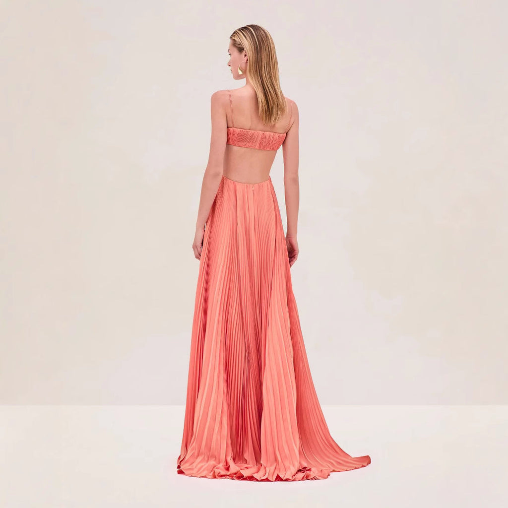 Robe d'été pour femme - Camisole sexy plissée sans dos