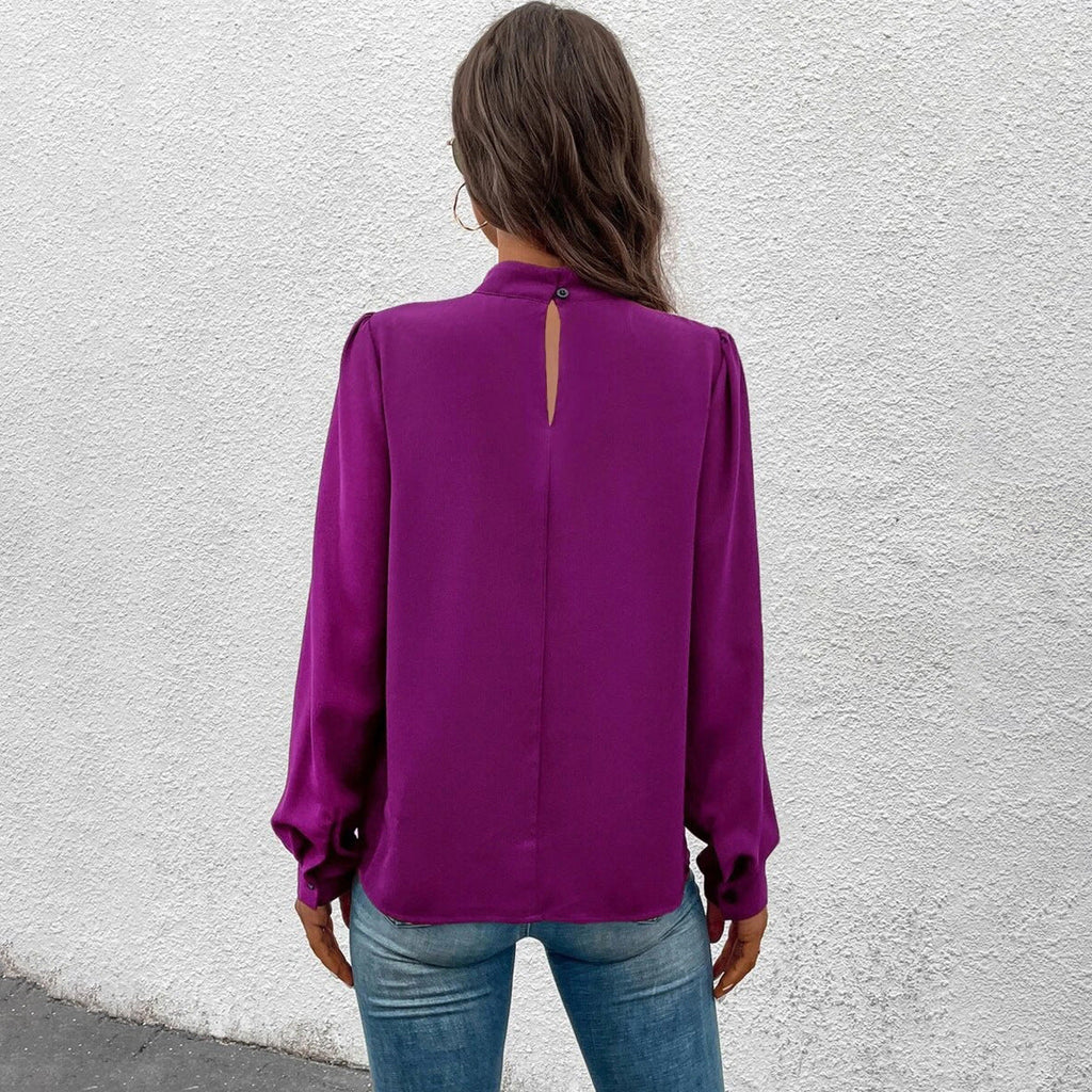 Damenbekleidung Frühling Sommer Langarm-Satin-Top-Hemd